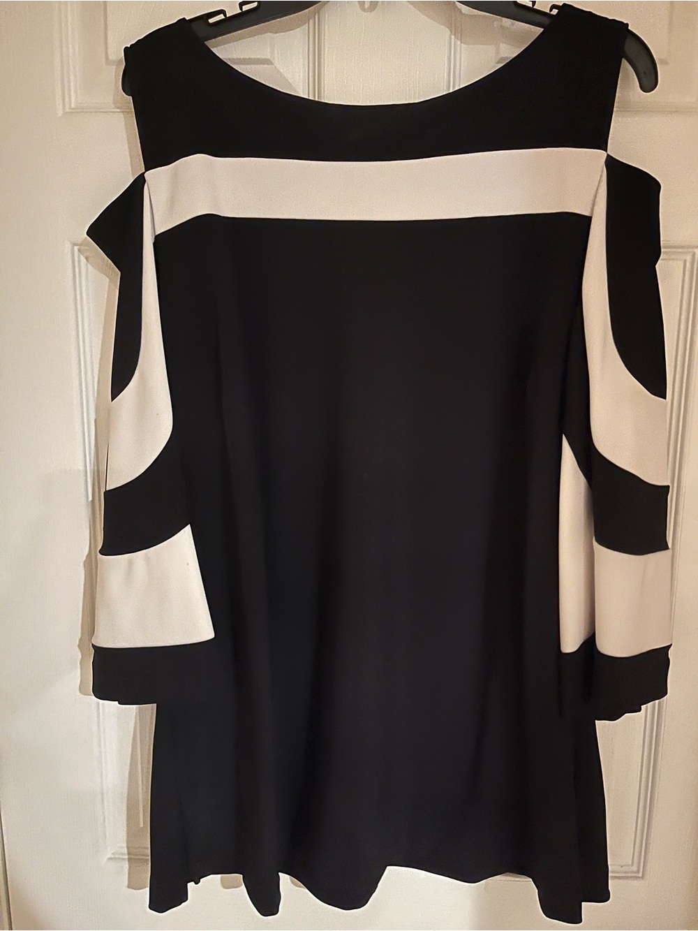 Boston Proper Black and White Cold-Shoulder Tunic